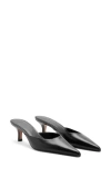 Mango Pointed Toe Kitten Heel Mule In Black