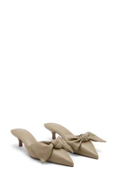 Mango Pointed Toe Kitten Heel Mule In Green