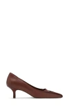 Mango Pointed Toe Kitten Heel Pump In Brown