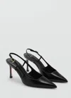 Mango Pointed-toe Leather Heeled Shoes Black