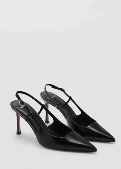 Mango Pointed-toe Leather Heeled Shoes Black