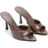 Mango Patent Leather Effect Heeled Sandal Chocolate In Chocolate