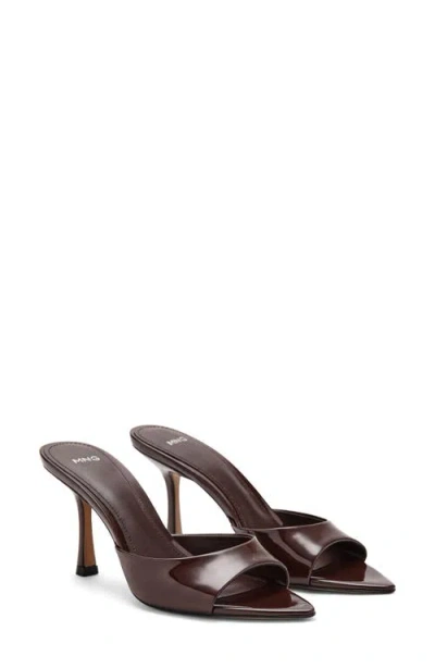 Mango Pointed Toe Slide Sandal In Brown