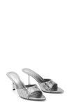 Mango Pointed Toe Slide Sandal In Silver