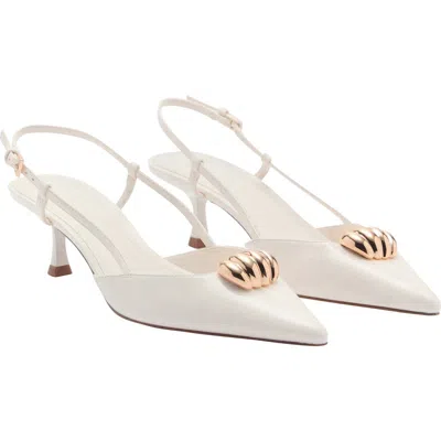 Mango Pointed Toe Slingack Pump In White