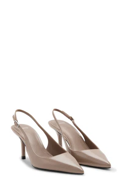 Mango Pointed Toe Slingback Pump In Brown