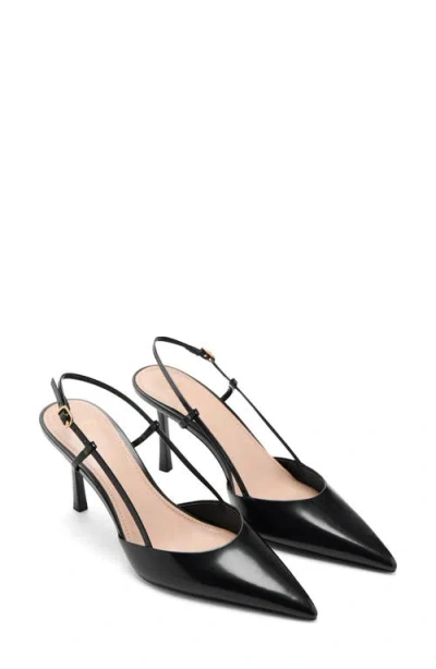 Mango Pointed-toe Leather Heeled Shoes Black