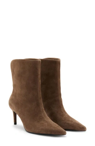 Mango Pointed Toe Stiletto Bootie In Brown