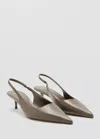 Mango Pointed-toe Leather Heeled Shoes In Khaki