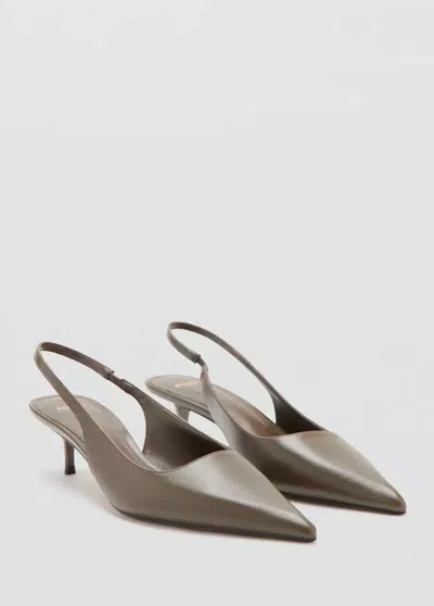 Mango Pointed-toe Leather Heeled Shoes In Khaki