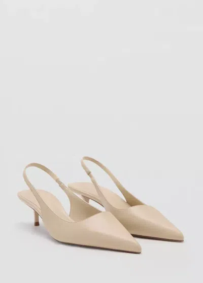 Mango Pointed-toe Leather Heeled Shoes In Ecru
