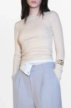 Mango Murmi Long Sleeve Cotton Boat Neck T-shirt In Light/pastel Grey