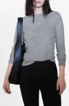 Mango Pointelle Long Sleeve T-shirt In Medium Heather Grey