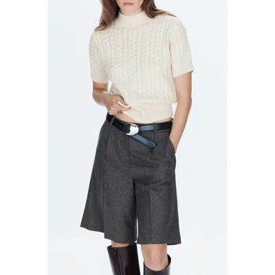 Mango Pointelle Mock Neck Sweater In Black