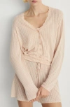 Mango Pointelle Pajama Cardigan In Salmon