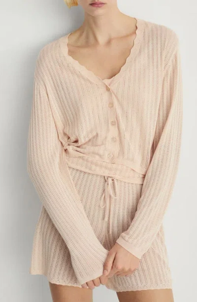 Mango Pointelle Pajama Cardigan In Salmon