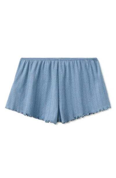 Mango Pointelle Pajama Shorts In Blue