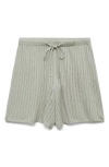 Mango Pointelle Pajama Shorts In Green