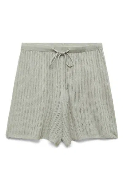 Mango Pointelle Pajama Shorts In Green