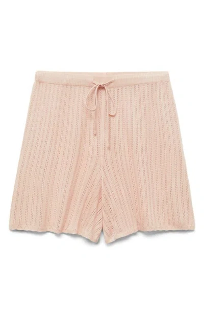 Mango Pointelle Pajama Shorts In Pink