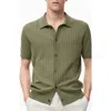 Mango Pointelle Polo Sweater In Green