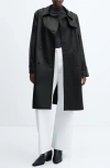 Mango Polanapu Faux Leather Trench Coat In Black