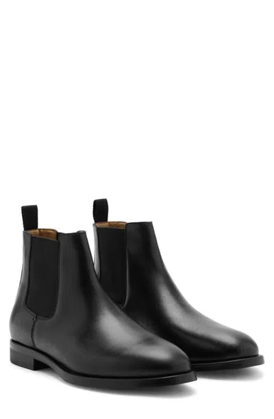 Mango Polished Leather Chelsea Boot In Black