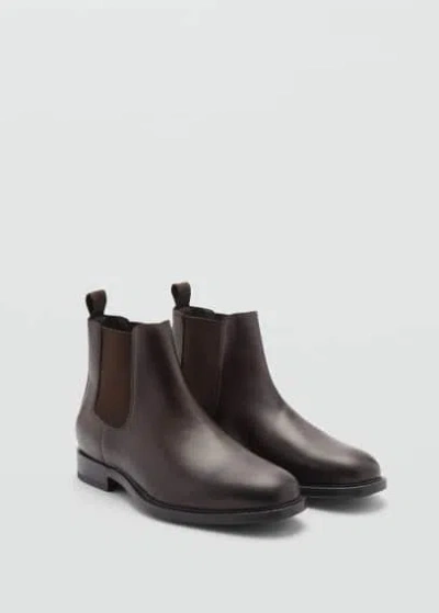 Mango Polished Leather Chelsea Boots Brown In Marron