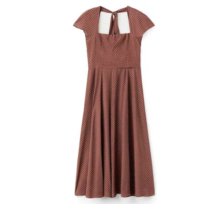 Mango Polka Dot A-line Dress In Brown