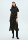 Mango Polka Dot Blouse With Draped Collar Black In Black