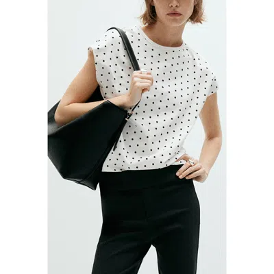 Mango Polka Dot Cotton T-shirt In White