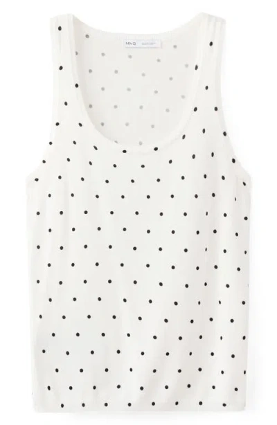 Mango Polka Dot Knit Top In White
