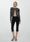 MANGO POLKA-DOT KNITTED CARDIGAN BLACK