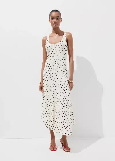 Mango Polka Dot Midi Dress In Multi