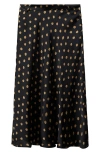 Mango Polka Dot Midi Skirt In Black
