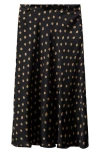 Mango Polka Dot Midi Skirt In Black