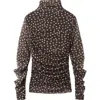 Mango Polka Dot Ruched Turtleneck Mesh Top In Brown