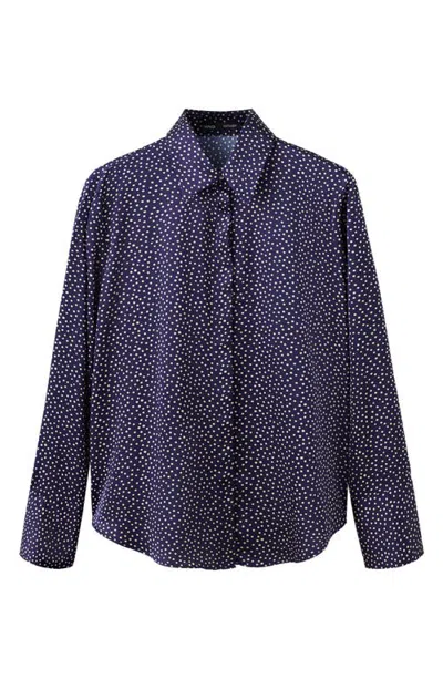 Mango Polka Dot Satin Shirt In Blue