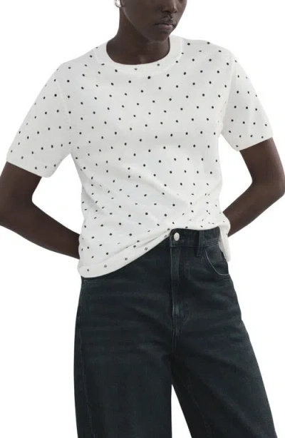 Mango Polka Dot Short Sleeve Sweater In White