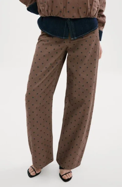 Mango Polka Dot Straight Leg Jeans In Brown
