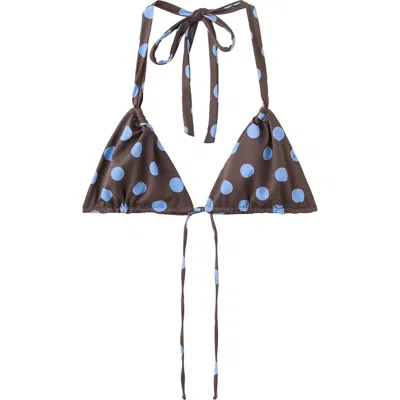 Mango Polka Dot Triangle Bikini Top In Multi