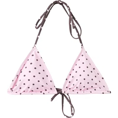 Mango Mixed Polka-dot Triangle Bikini Top In Light Pink