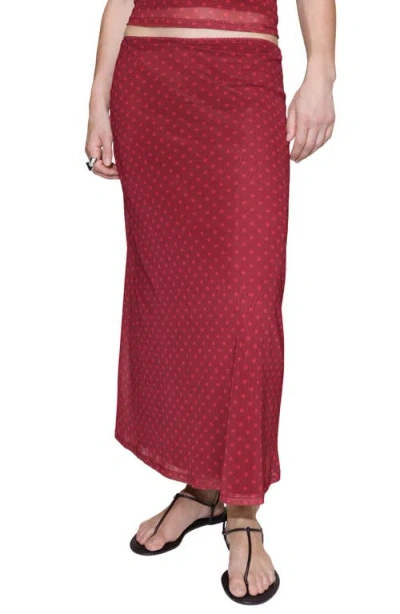 Mango Polka Dot Tulle Maxi Skirt In Red