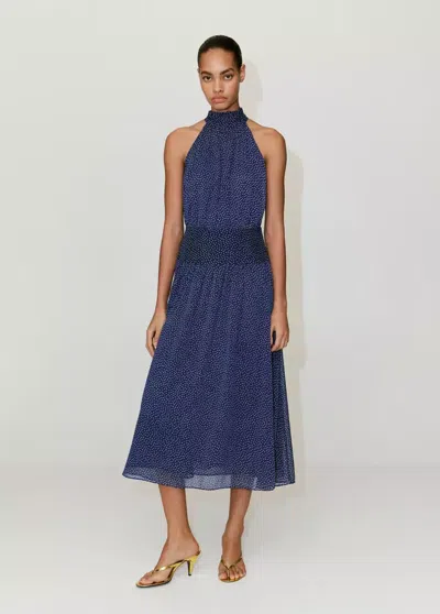 Mango Polka-dot Halter Dress In Blue