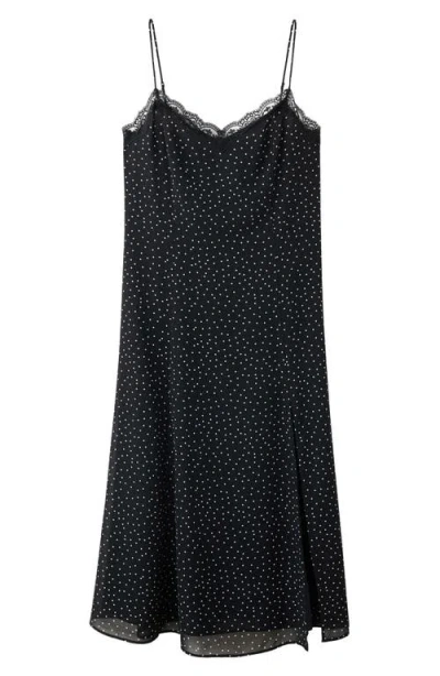 Mango Polka-dotted Dress With Lace Detail In Multi