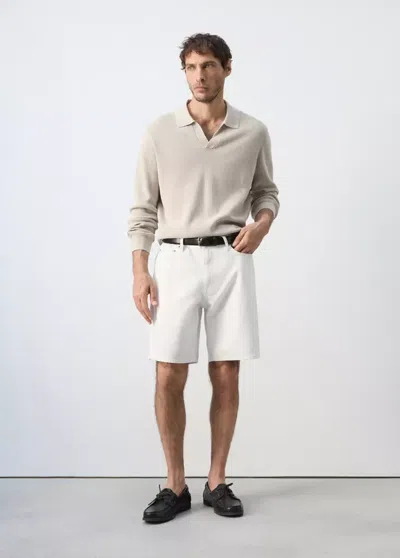 Mango Polo 100 % Coton Maille In Neutral