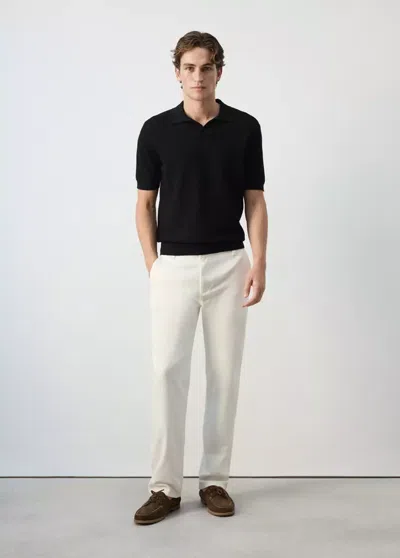 Mango Polo 100 % Coton Maille In Black