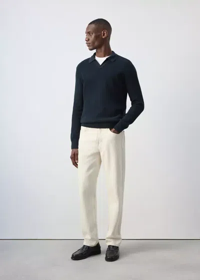 Mango Polo 100 % Coton Maille In Blue