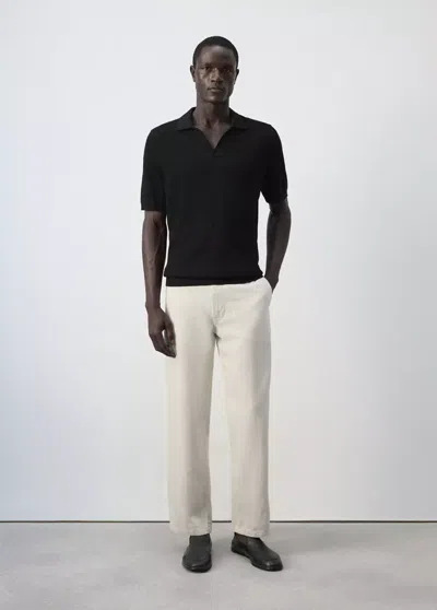 Mango Polo 100 % Coton Maille Fine In Black