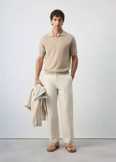 Mango Polo 100 % Coton Maille In Brown